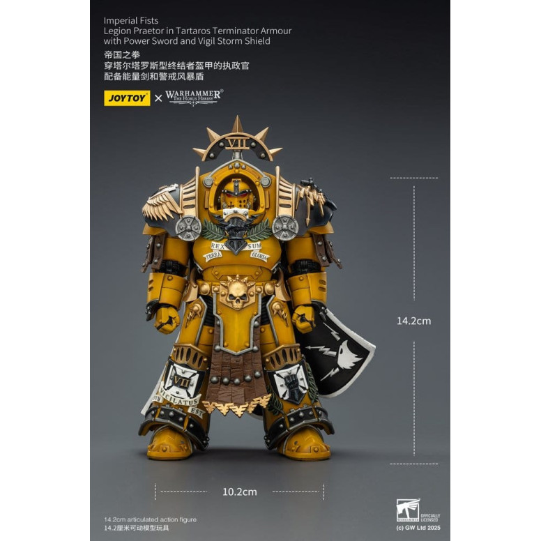 Joytoy - Warhammer - Imperial Fists - Legion Praetor in Tartaros The Terminator Armour with Power Sword and Vigil Storm Shield 1