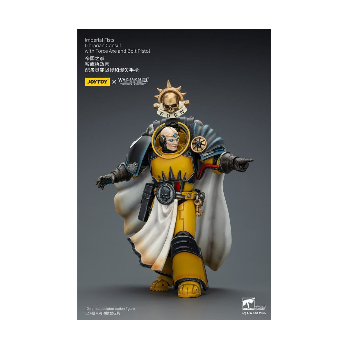 Joytoy - Warhammer - Imperial Fists - Librarian Consul with Force Axe and Bolt Pistol 1/18