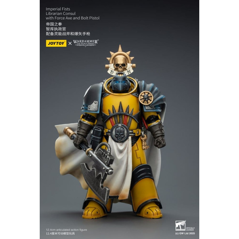 Joytoy - Warhammer - Imperial Fists - Librarian Consul with Force Axe and Bolt Pistol 1/18