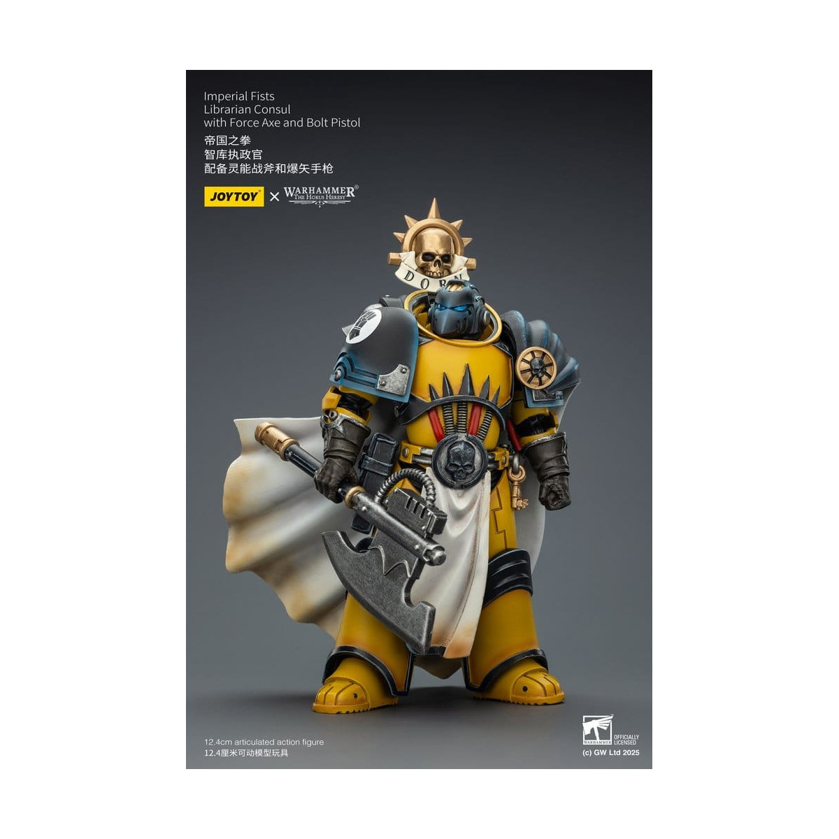 Joytoy - Warhammer - Imperial Fists - Librarian Consul with Force Axe and Bolt Pistol 1/18