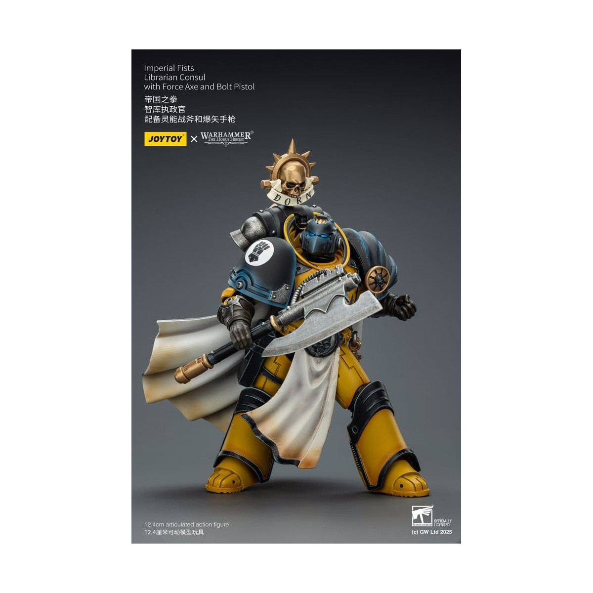 Joytoy - Warhammer - Imperial Fists - Librarian Consul with Force Axe and Bolt Pistol 1/18