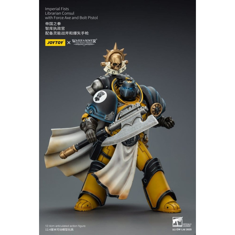 Joytoy - Warhammer - Imperial Fists - Librarian Consul with Force Axe and Bolt Pistol 1/18