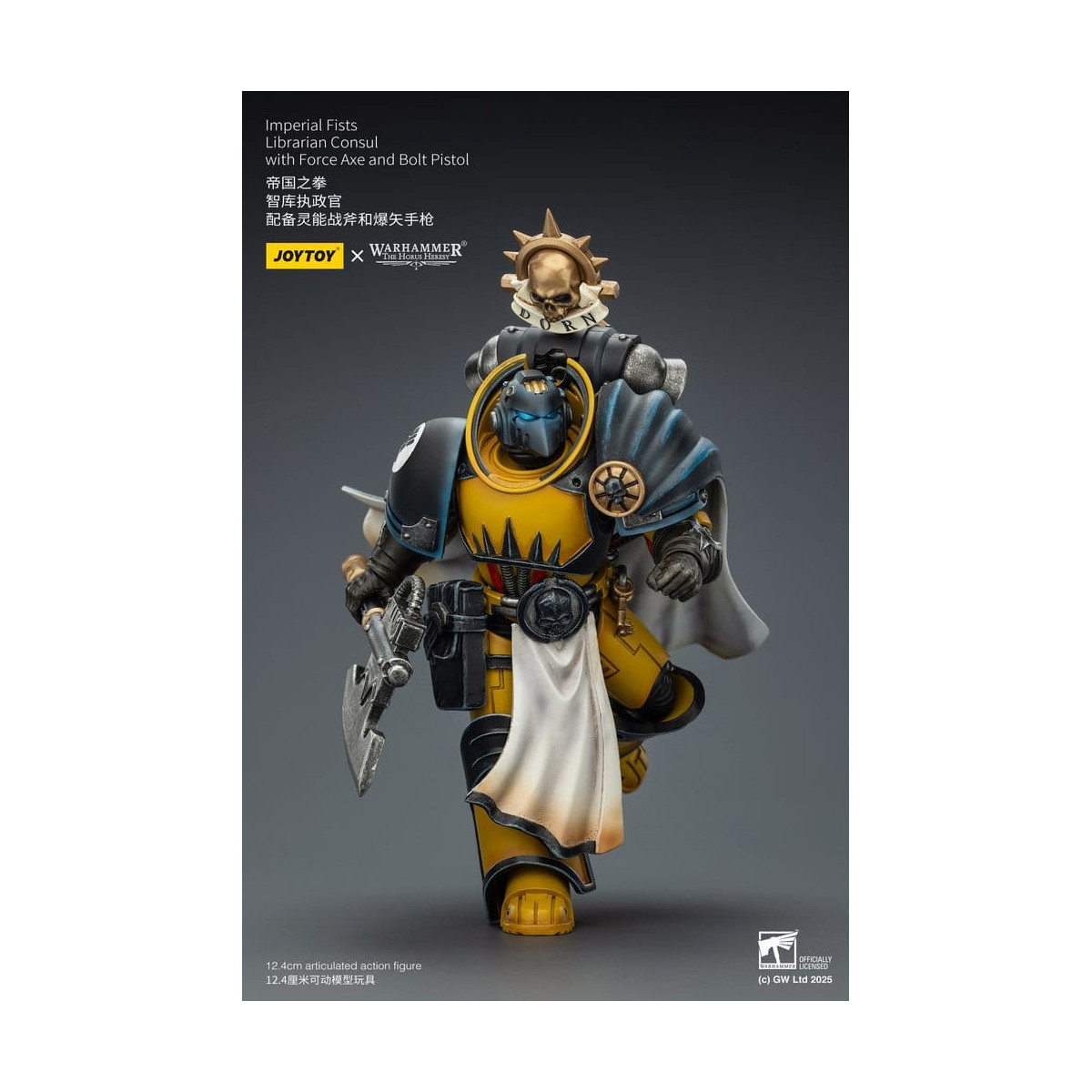 Joytoy - Warhammer - Imperial Fists - Librarian Consul with Force Axe and Bolt Pistol 1/18