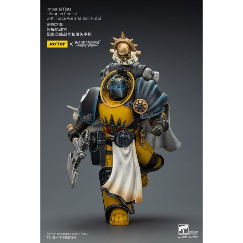 Joytoy - Warhammer - Imperial Fists - Librarian Consul with Force Axe and Bolt Pistol 1/18