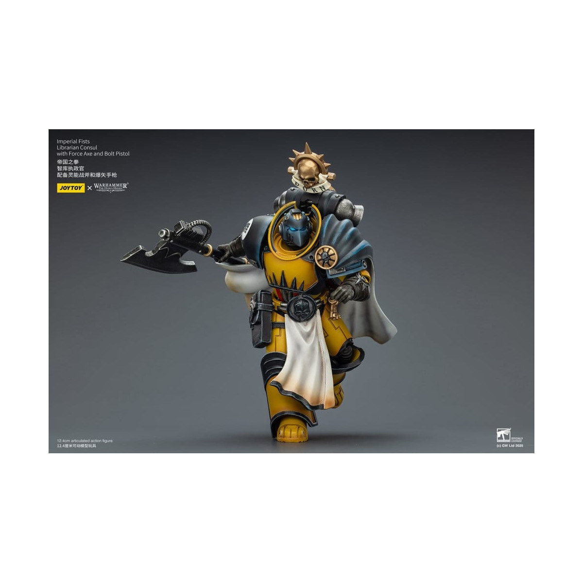 Joytoy - Warhammer - Imperial Fists - Librarian Consul with Force Axe and Bolt Pistol 1/18