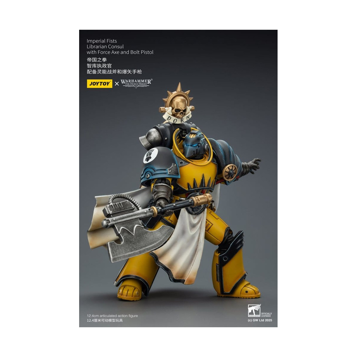 Joytoy - Warhammer - Imperial Fists - Librarian Consul with Force Axe and Bolt Pistol 1/18
