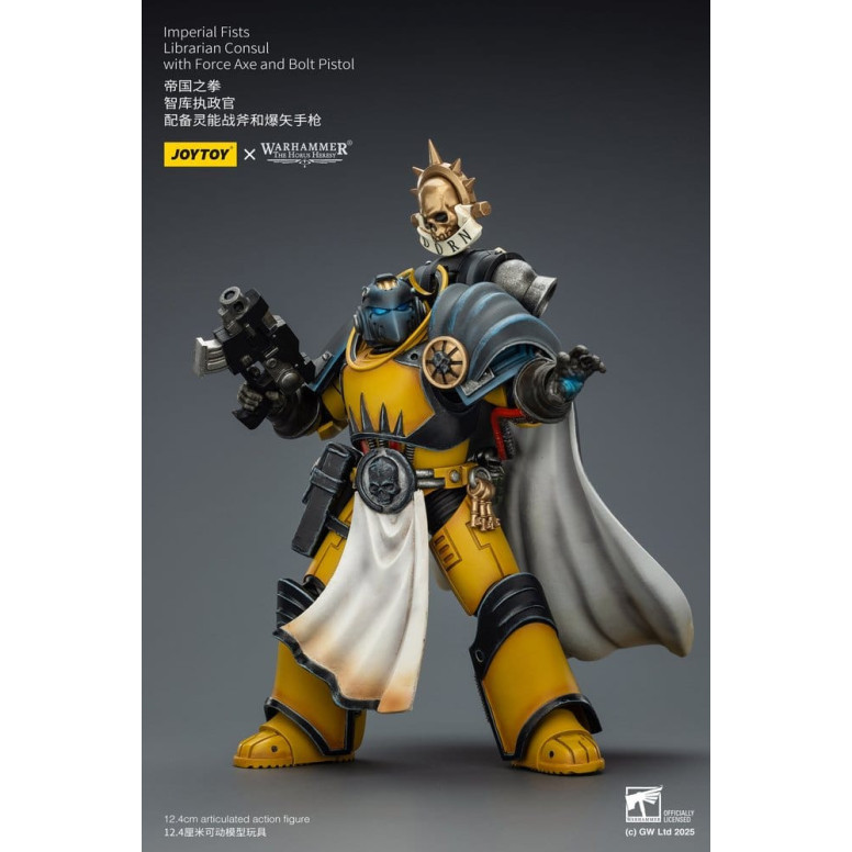 Joytoy - Warhammer - Imperial Fists - Librarian Consul with Force Axe and Bolt Pistol 1/18