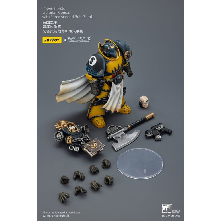 Joytoy - Warhammer - Imperial Fists - Librarian Consul with Force Axe and Bolt Pistol 1/18