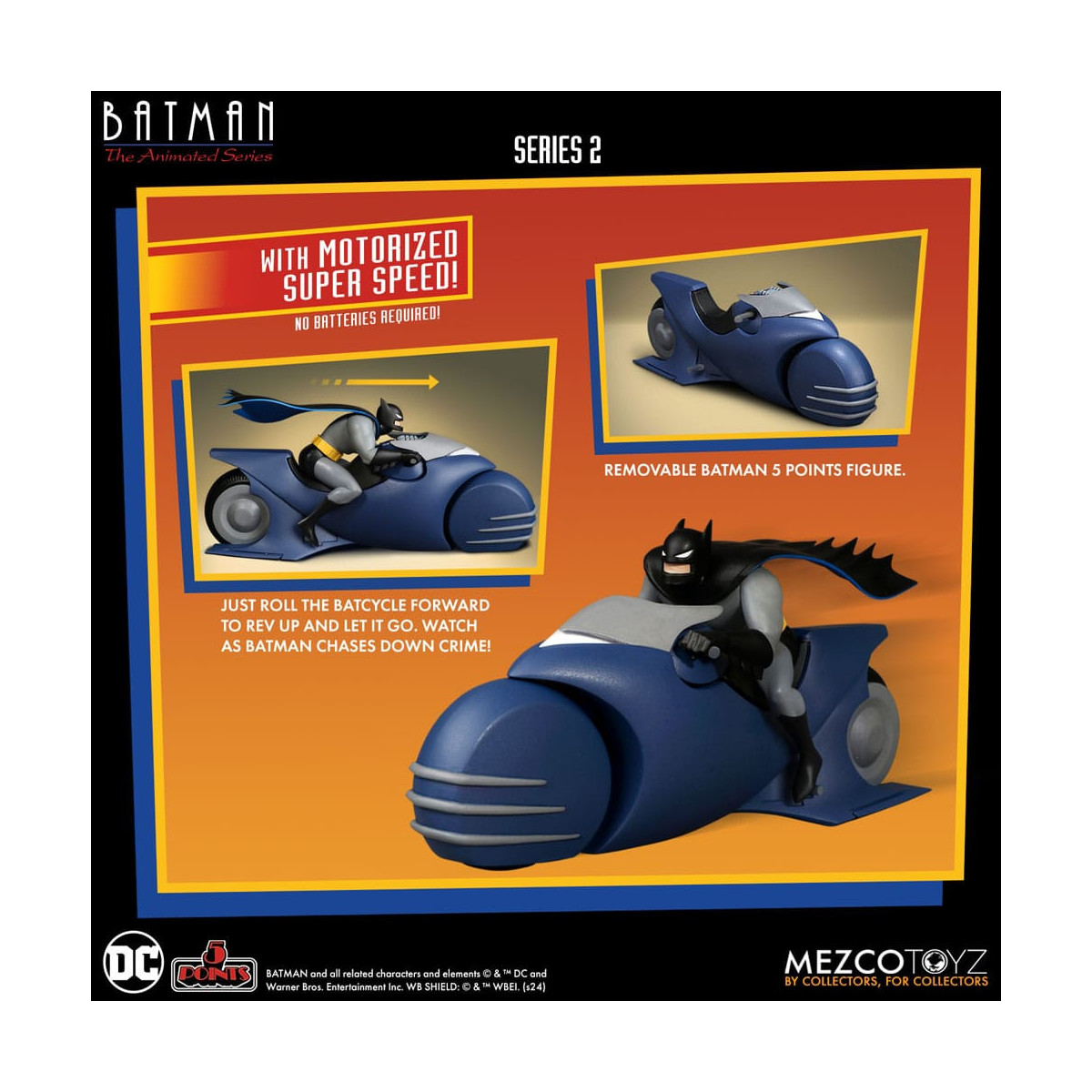 Mezco 5 Points - DC Comics Batman: The Animated Series - Batman & Batcycle - Serie 2