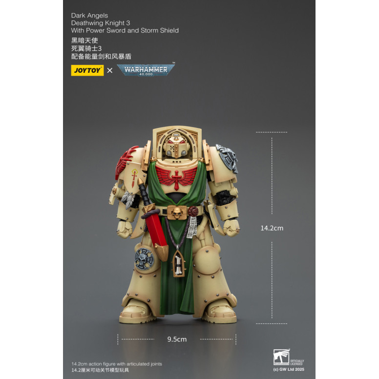 JoyToy Space Marines - Dark Angels - Deathwing Knight with Power Sword Storm and Shield 1/18 - Warhammer 40k