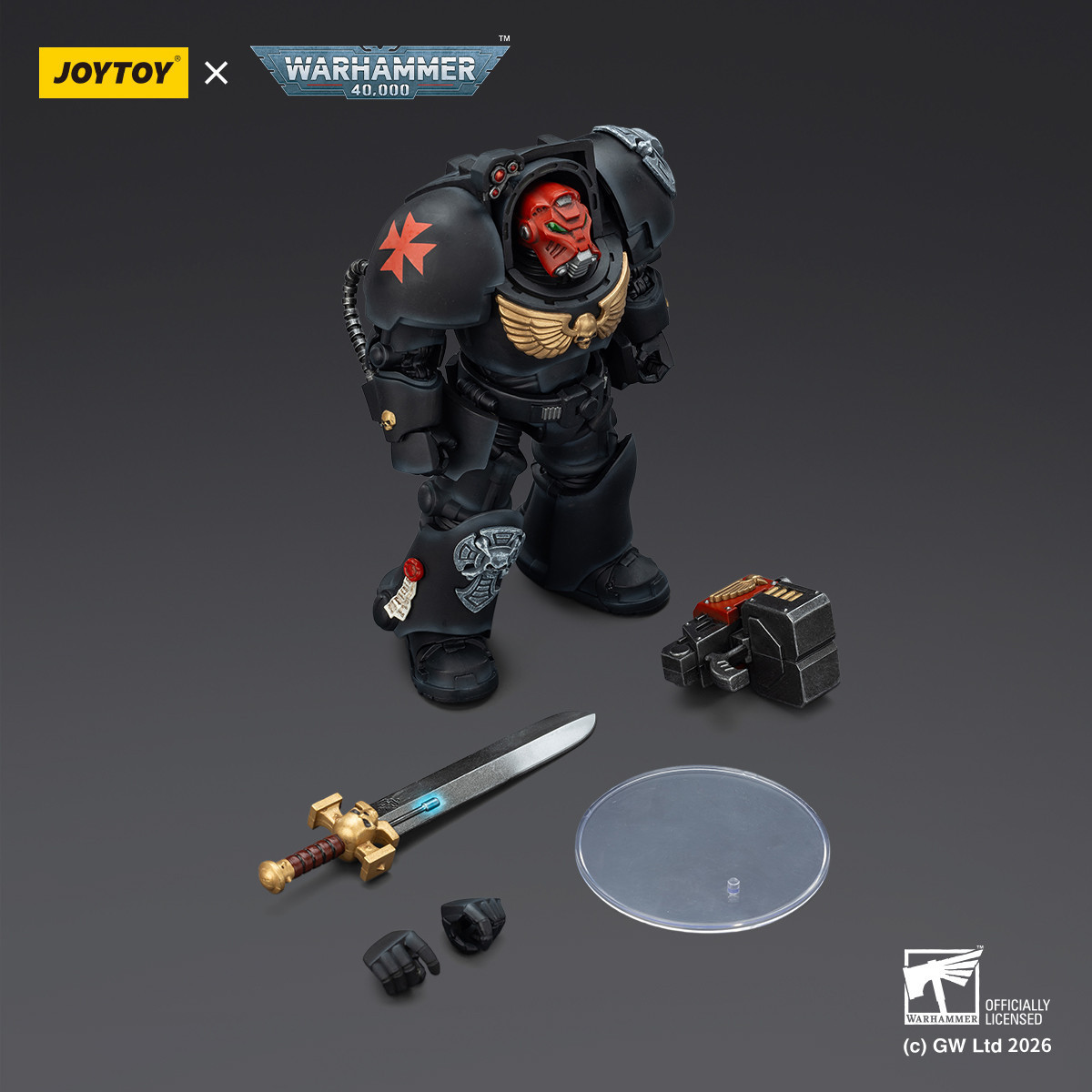 JoyToy Space Marines - Black Templars -The Terminator 1 with Power Sword and Storm Bolter 1/18 - Warhammer 40K