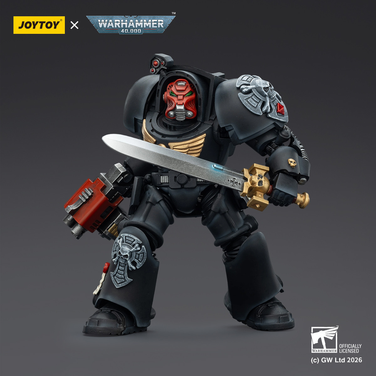 JoyToy Space Marines - Black Templars -The Terminator 1 with Power Sword and Storm Bolter 1/18 - Warhammer 40K
