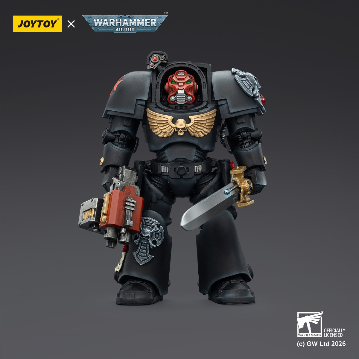 JoyToy Space Marines - Black Templars -The Terminator 1 with Power Sword and Storm Bolter 1/18 - Warhammer 40K
