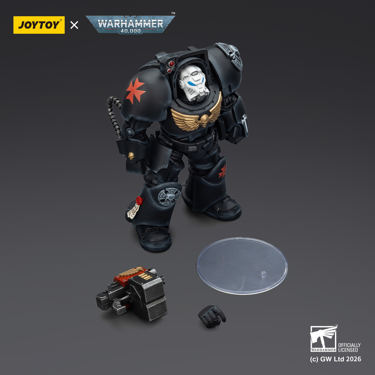 JoyToy Space Marines - Black Templars -The Terminator 2 with Power Fist and Storm Bolter 1/18 - Warhammer 40K