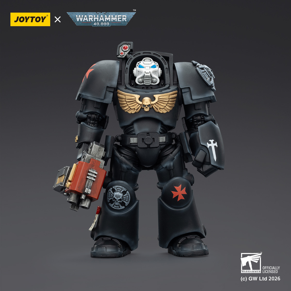 JoyToy Space Marines - Black Templars -The Terminator 2 with Power Fist and Storm Bolter 1/18 - Warhammer 40K