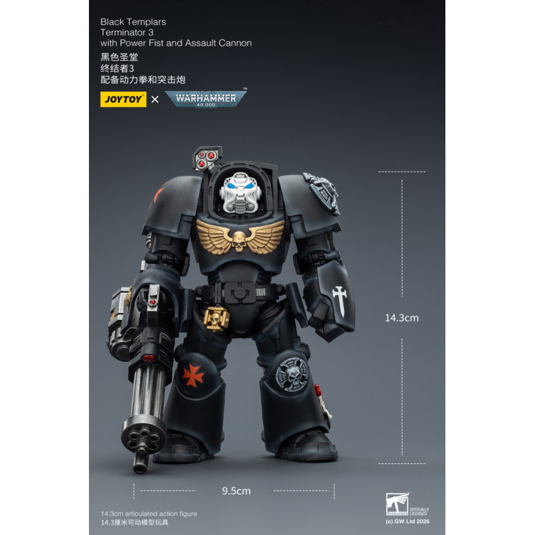 JoyToy Space Marines - Black Templars - The Terminator 3 with Power Fist and Assault Cannon 1/18 - Warhammer 40K