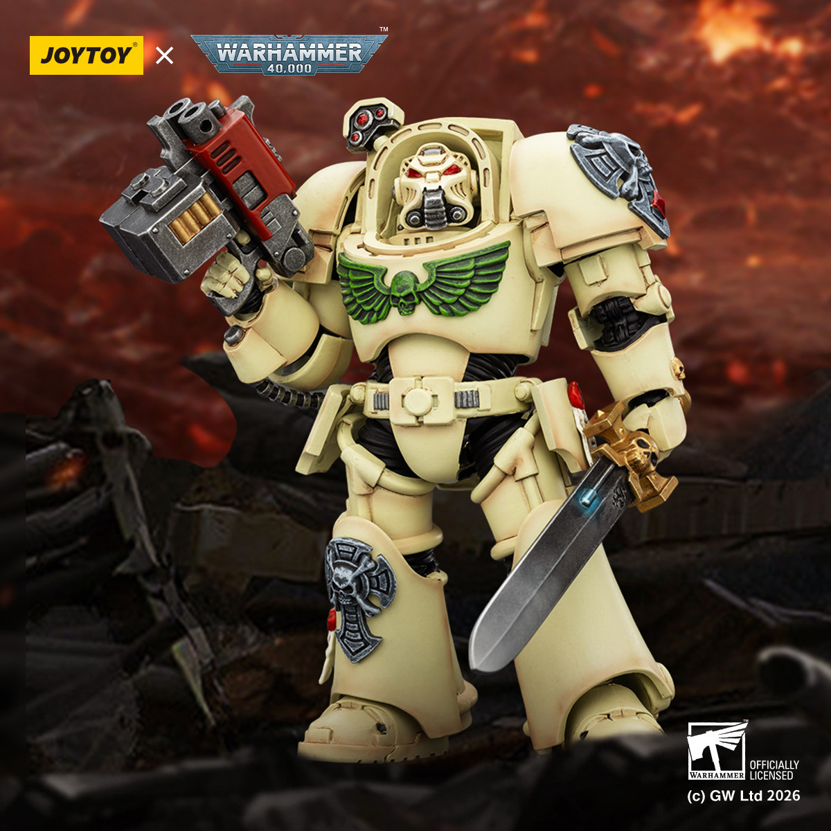 JoyToy Space Marines - Dark Angels - Deathwing The Terminator 1 with Power Sword and Storm Bolter 1/18 - Warhammer 40k