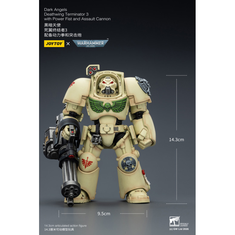 JoyToy Space Marines - Dark Angels - Deathwing The Terminator 3 with Power Fist and Assault Cannon 1/18 - Warhammer 40k