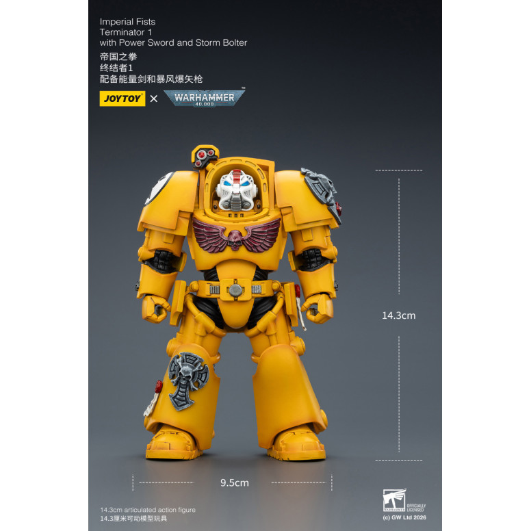JoyToy Space Marines - Imperial Fists - The Terminator 1 with Power Sword and Storm Bolter 1/18 - Warhammer 40k