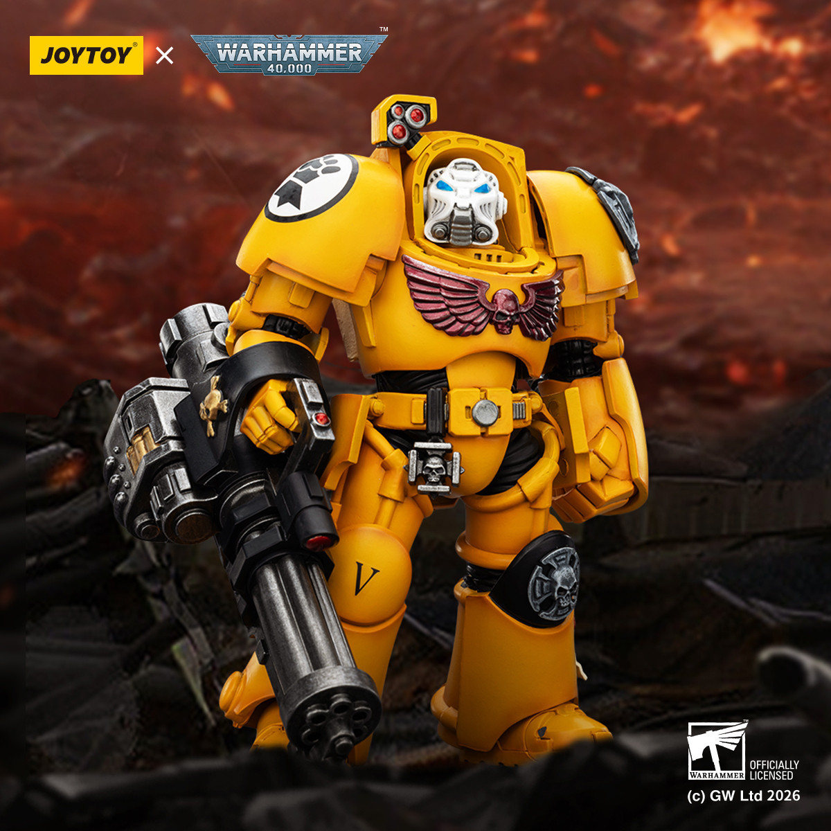 JoyToy Space Marines - Imperial Fists - The Terminator 3 with Power Fist and Assault Cannon 1/18 - Warhammer 40k