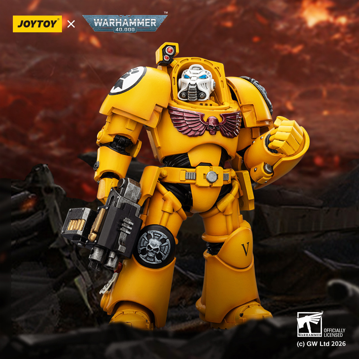 JoyToy Space Marines - Imperial Fists - The Terminator 2 with Power Fist and Storm Bolter 1/18 - Warhammer 40k