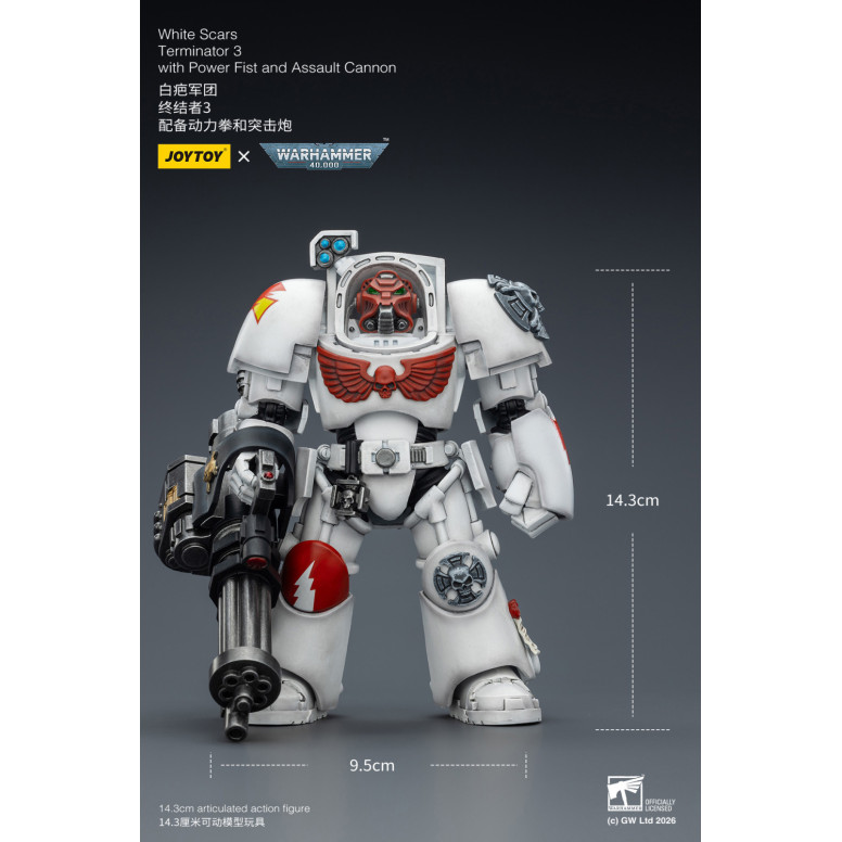JoyToy Space Marines - White Scars - The Terminator 3 with Power Fist and Assault Cannon 1/18 - Warhammer 40k