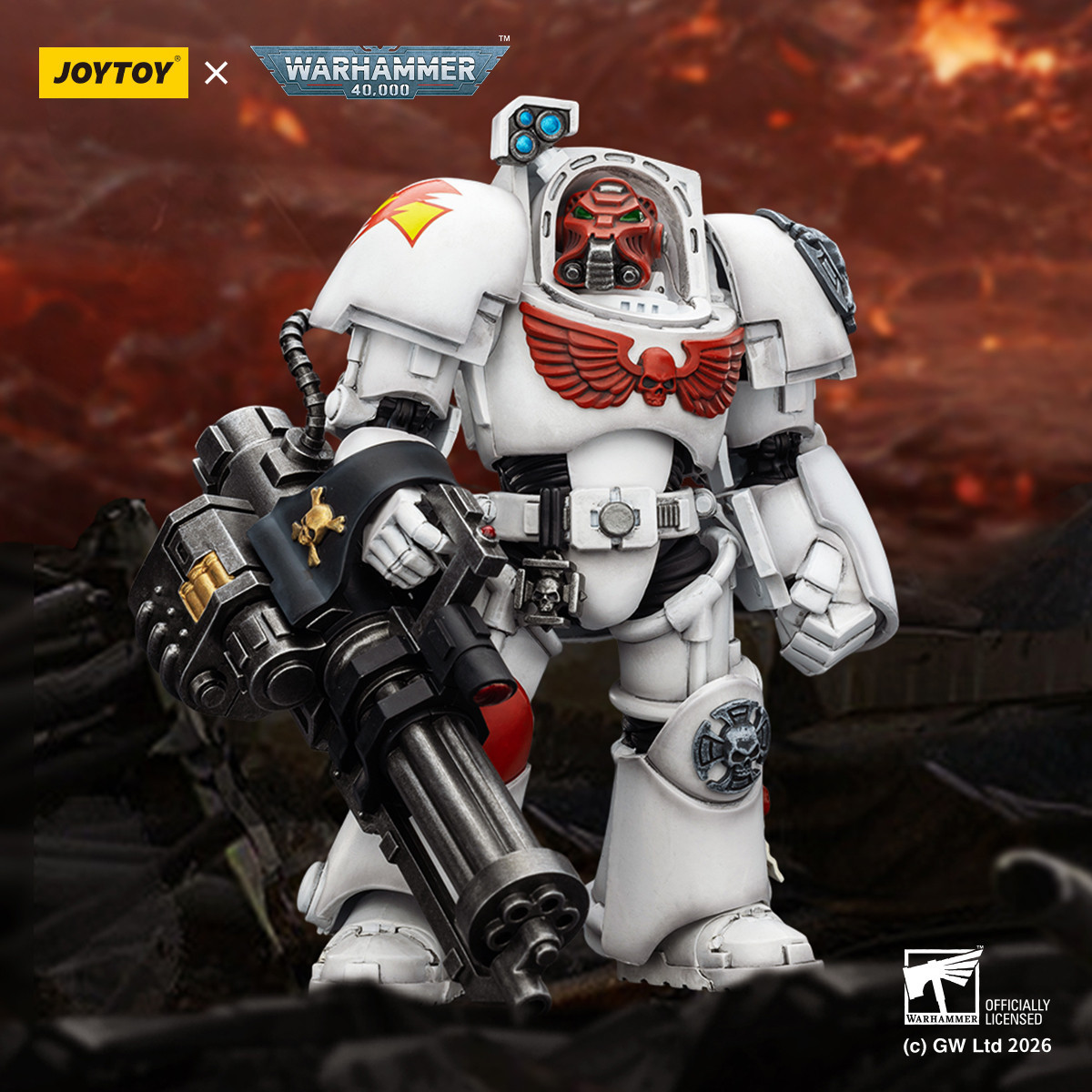 JoyToy Space Marines - White Scars - The Terminator 3 with Power Fist and Assault Cannon 1/18 - Warhammer 40k