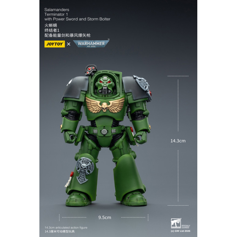 JoyToy Space Marines - Salamanders - The Terminator 1 with Power Sword and Storm Bolter 1/18 - Warhammer 40k