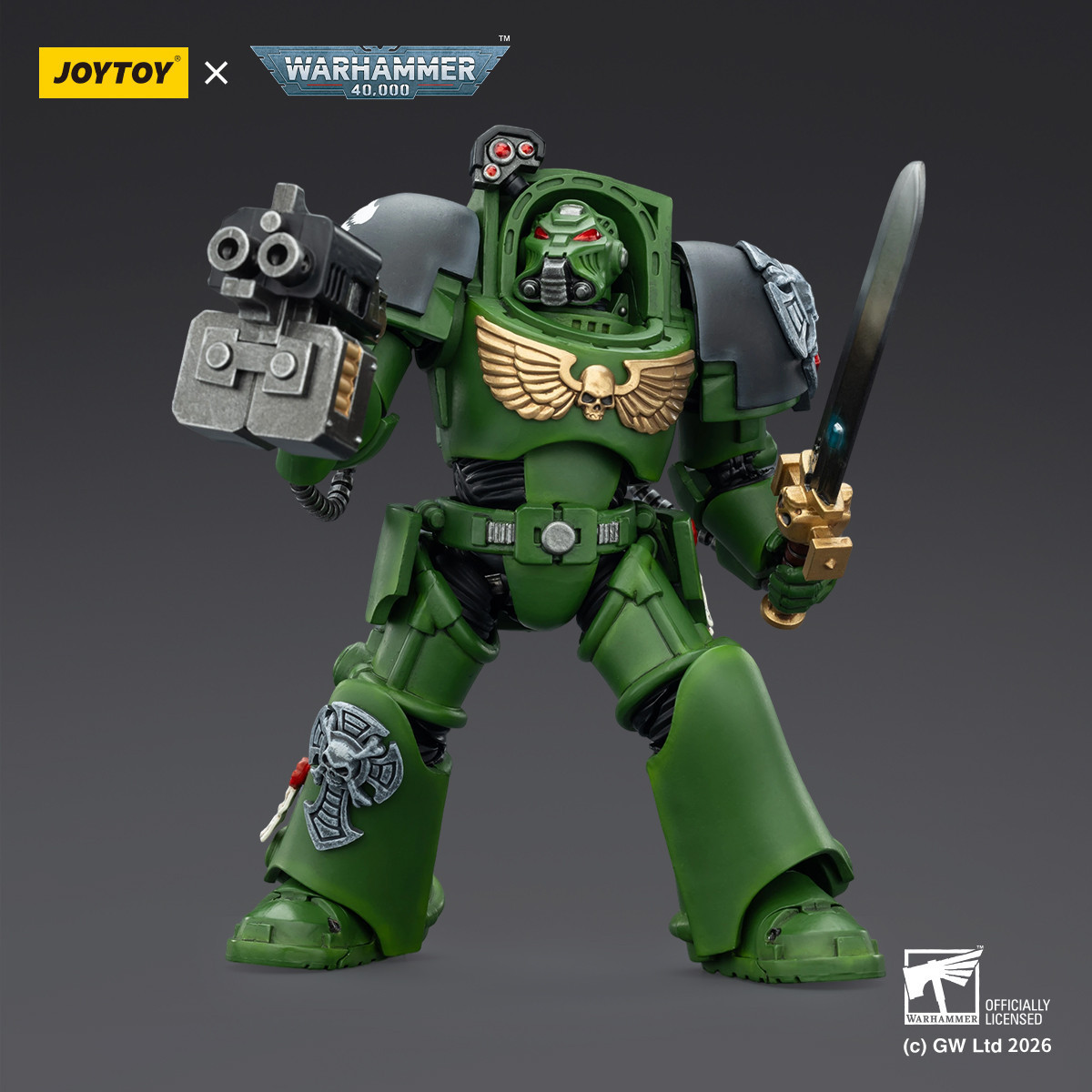 JoyToy Space Marines - Salamanders - The Terminator 1 with Power Sword and Storm Bolter 1/18 - Warhammer 40k