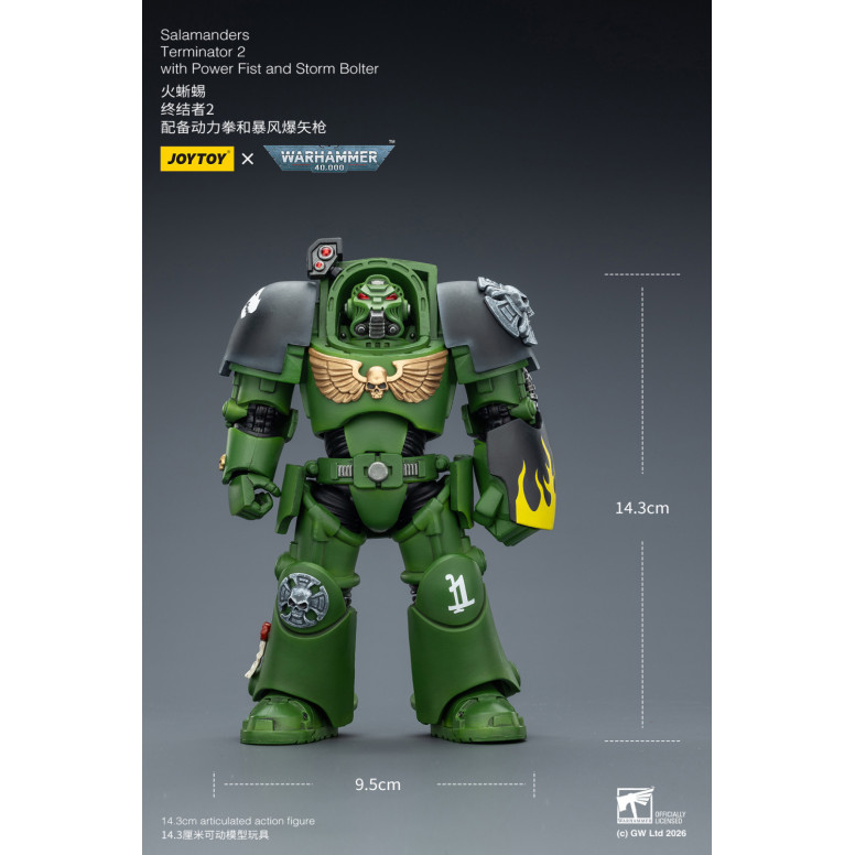 JoyToy Space Marines - Salamanders - The Terminator 2 with Power Fist and Storm Bolter 1/18 - Warhammer 40k