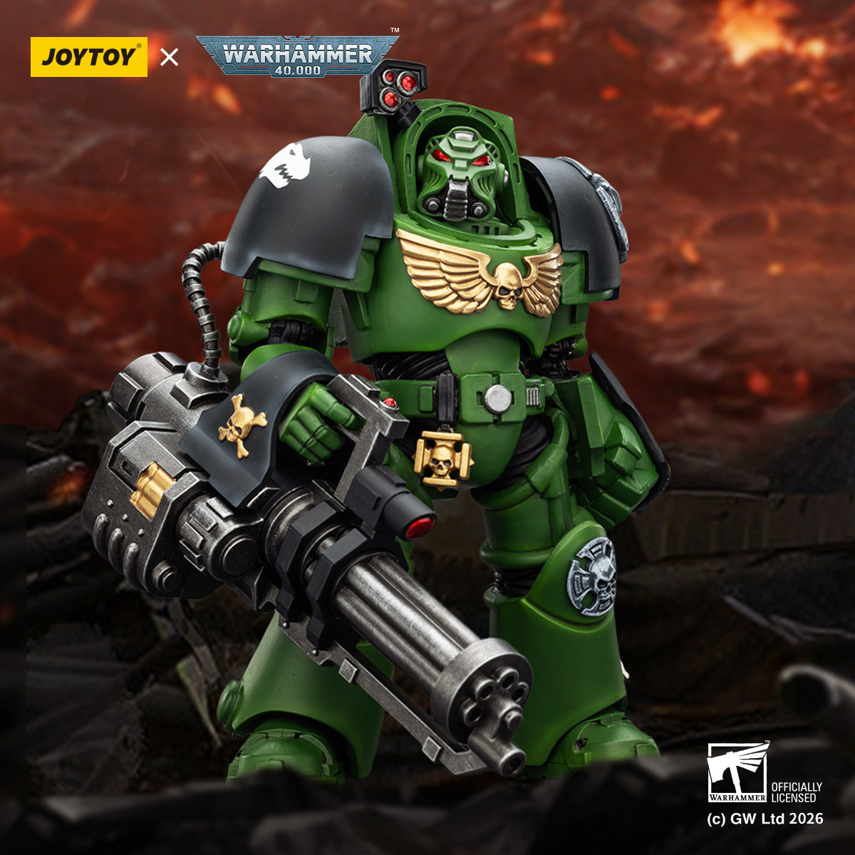 JoyToy Space Marines - Salamanders - The Terminator 3 with Power Fist and Assault Cannon 1/18 - Warhammer 40k