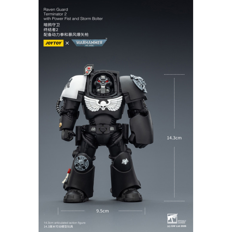 JoyToy Space Marines - Raven Guard - The Terminator 2 with Power Fist and Storm Bolter 1/18 - Warhammer 40k