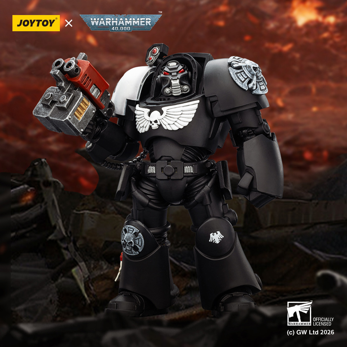 JoyToy Space Marines - Raven Guard - The Terminator 2 with Power Fist and Storm Bolter 1/18 - Warhammer 40k