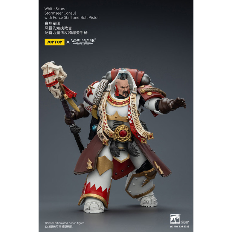 JoyToy Space Marines - White Scars - Stormseer Consul with Force Staff and Bolt Pistol 1/18 - The Horus Heresy