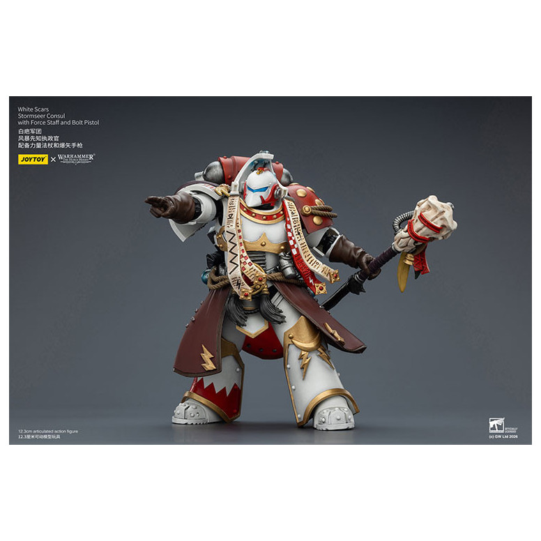 JoyToy Space Marines - White Scars - Stormseer Consul with Force Staff and Bolt Pistol 1/18 - The Horus Heresy