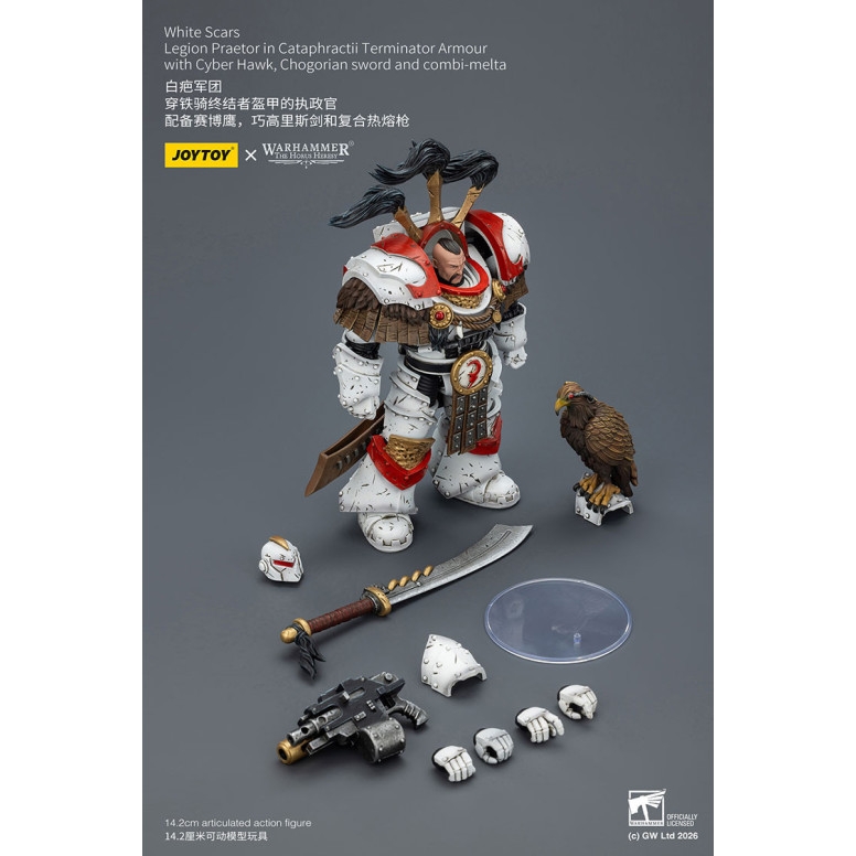 JoyToy - White Scars - Legion Praetor in Cataphractii The Terminator Armour with Cyber Hawk, Chogorian sword and combi-melta 1/1