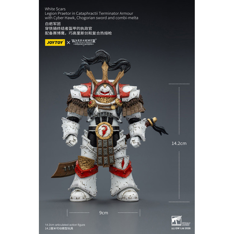 JoyToy - White Scars - Legion Praetor in Cataphractii The Terminator Armour with Cyber Hawk, Chogorian sword and combi-melta 1/1