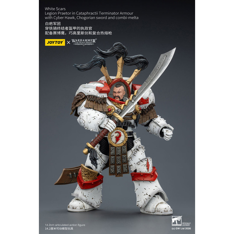 JoyToy - White Scars - Legion Praetor in Cataphractii The Terminator Armour with Cyber Hawk, Chogorian sword and combi-melta 1/1