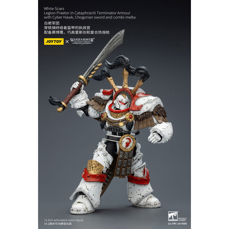 JoyToy - White Scars - Legion Praetor in Cataphractii The Terminator Armour with Cyber Hawk, Chogorian sword and combi-melta 1/1