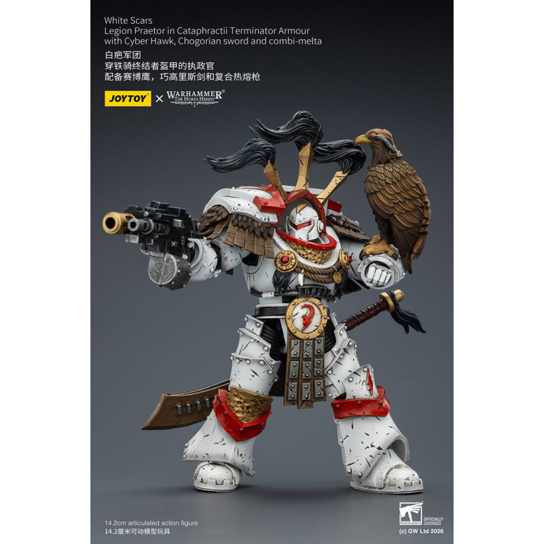 JoyToy - White Scars - Legion Praetor in Cataphractii The Terminator Armour with Cyber Hawk, Chogorian sword and combi-melta 1/1