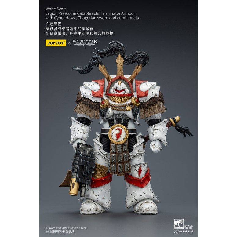 JoyToy - White Scars - Legion Praetor in Cataphractii The Terminator Armour with Cyber Hawk, Chogorian sword and combi-melta 1/1