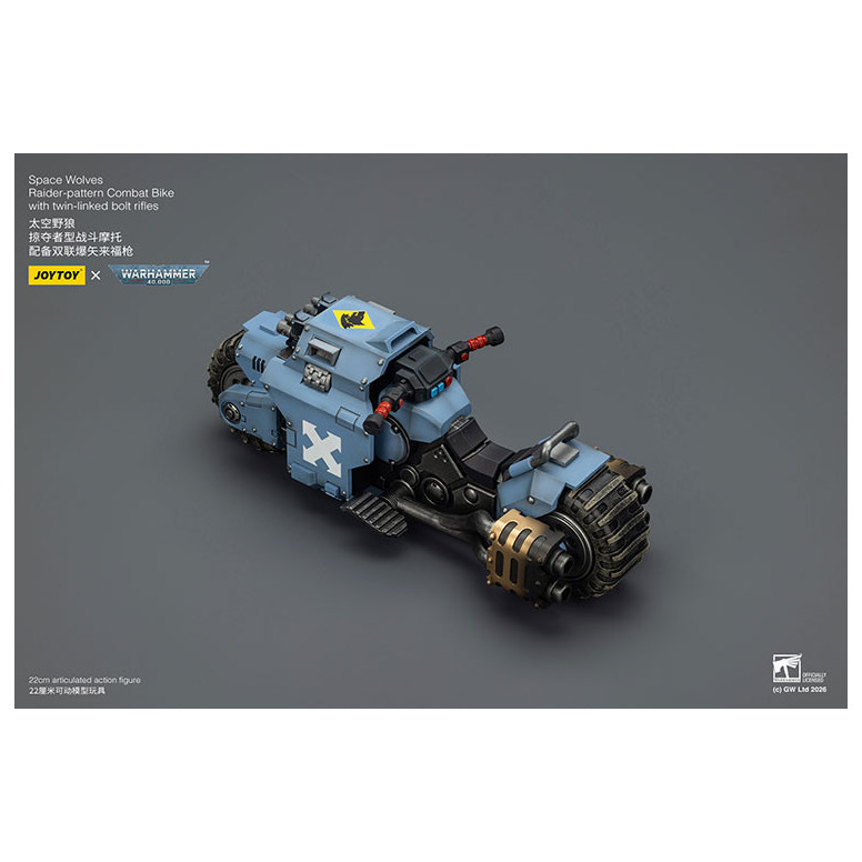 JoyToy Space Marines - Space Wolves Raider-pattern Combat Bike with twin-linked bolt rifles 1/18 - Warhammer 40K