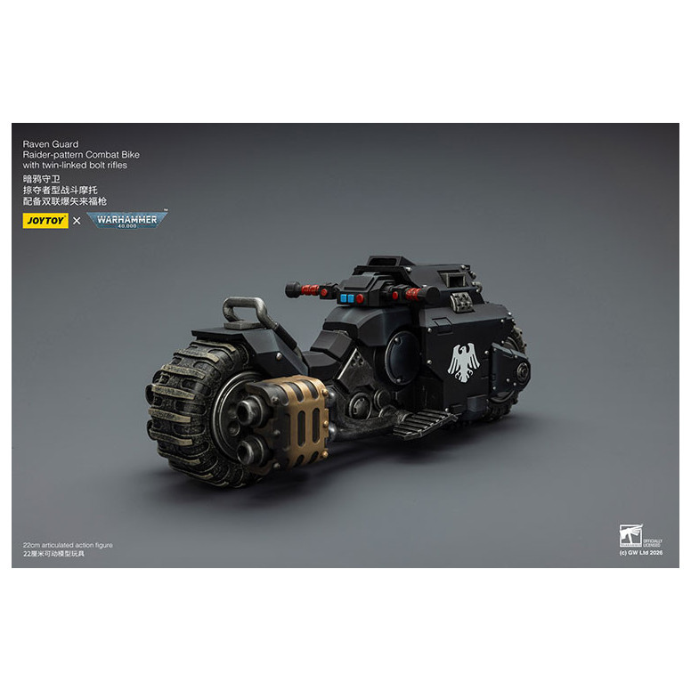 JoyToy Space Marines - Raven Guard Raider-pattern Combat Bike with twin-linked bolt rifles 1/18 - Warhammer 40K
