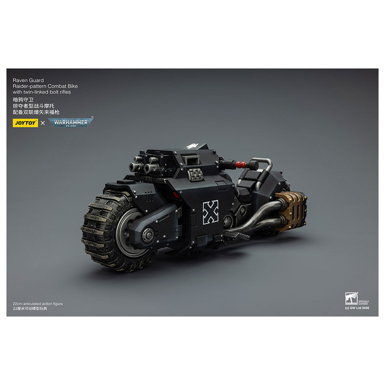 JoyToy Space Marines - Raven Guard Raider-pattern Combat Bike with twin-linked bolt rifles 1/18 - Warhammer 40K