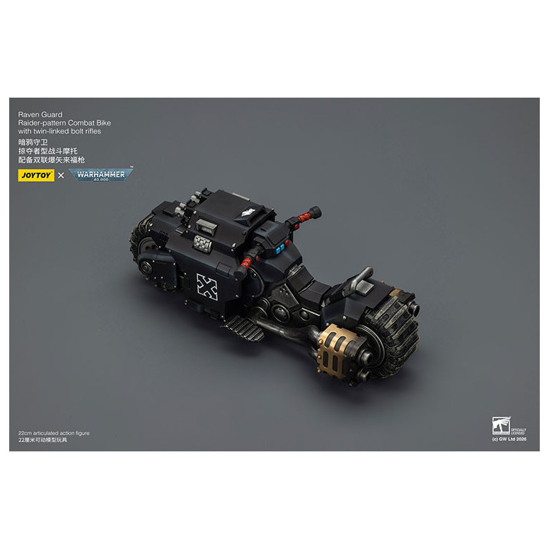 JoyToy Space Marines - Raven Guard Raider-pattern Combat Bike with twin-linked bolt rifles 1/18 - Warhammer 40K