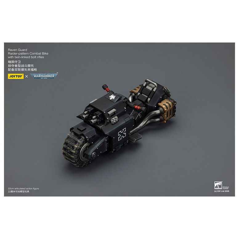 JoyToy Space Marines - Raven Guard Raider-pattern Combat Bike with twin-linked bolt rifles 1/18 - Warhammer 40K