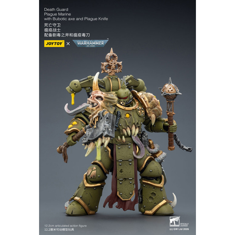 Joytoy - Death Guard - Plague Marine with Bubotic axe and Plague Knife 1/18 - Warhammer 40k