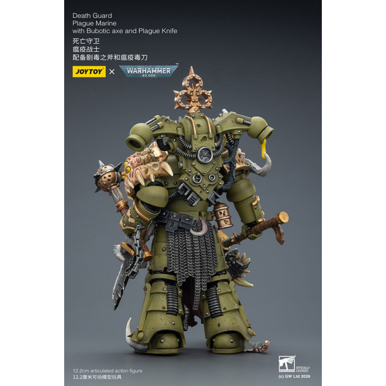 Joytoy - Death Guard - Plague Marine with Bubotic axe and Plague Knife 1/18 - Warhammer 40k