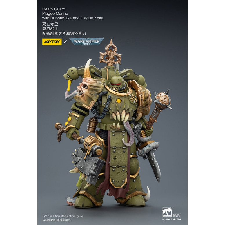 Joytoy - Death Guard - Plague Marine with Bubotic axe and Plague Knife 1/18 - Warhammer 40k