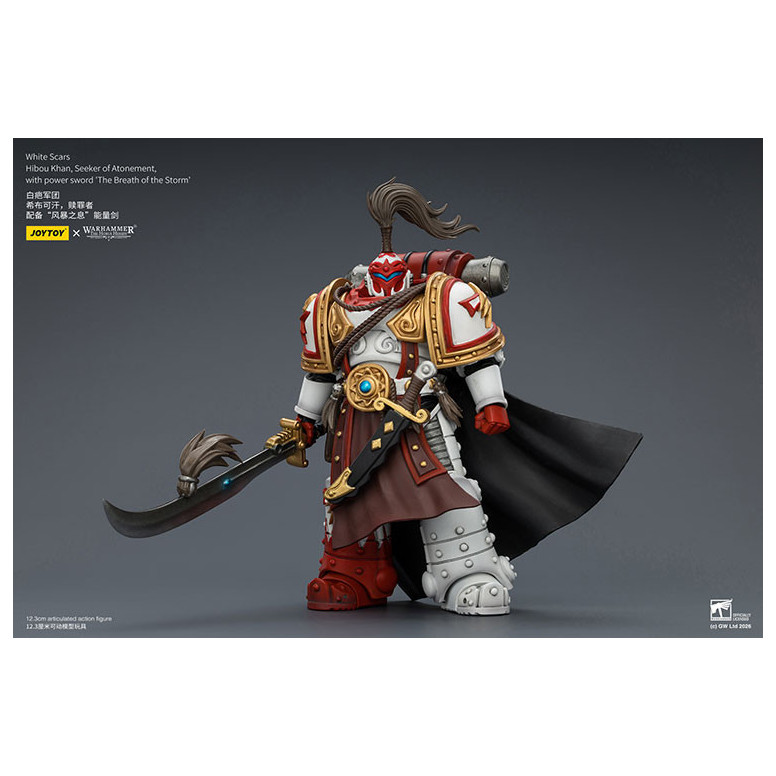 JoyToy Space Marines - White Scars - Hibou Khan,Seeker of Atonement,with power sword "The Breath of the Storm" 1/18